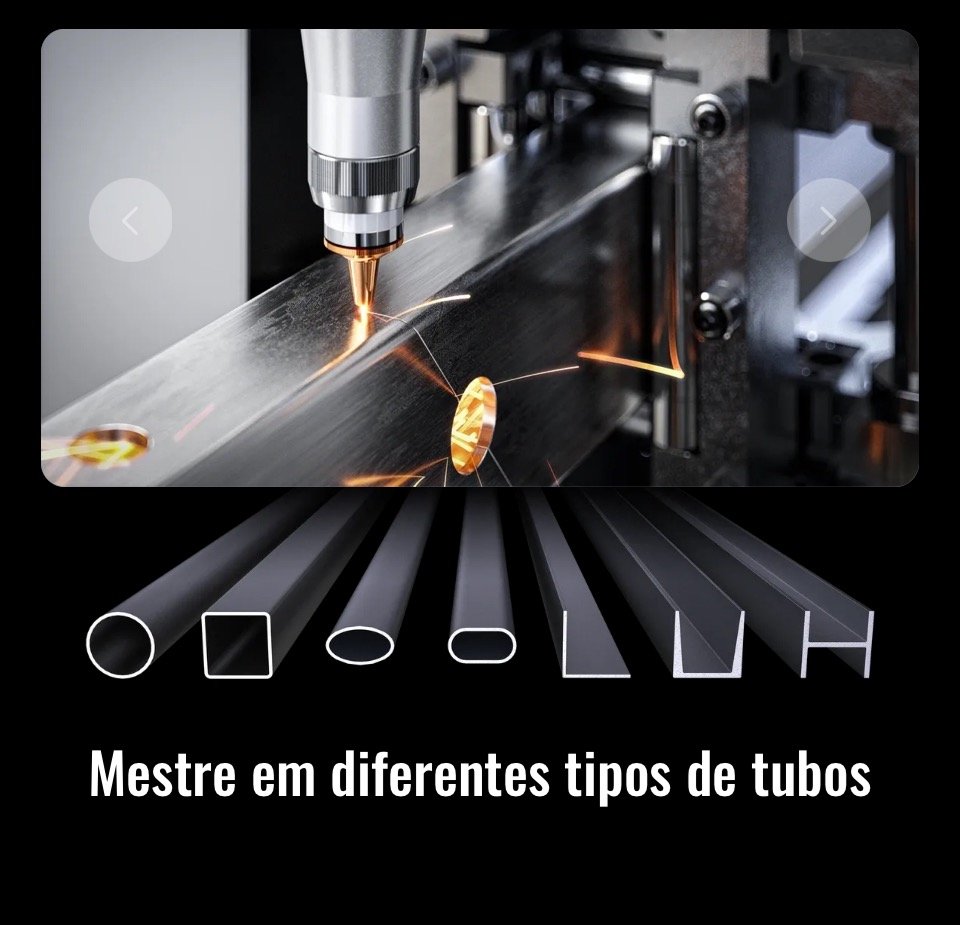 Diferentes tipos de tubos e cortes a laser